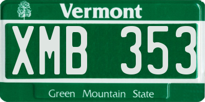 VT license plate XMB353