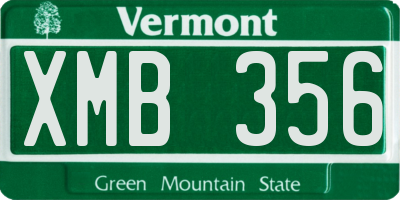 VT license plate XMB356