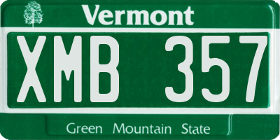 VT license plate XMB357