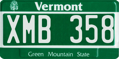 VT license plate XMB358