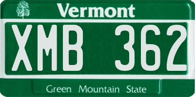 VT license plate XMB362