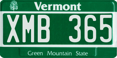 VT license plate XMB365