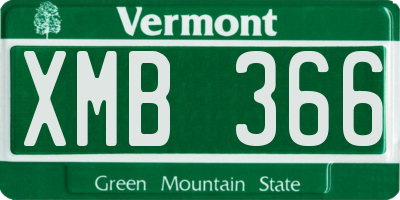VT license plate XMB366