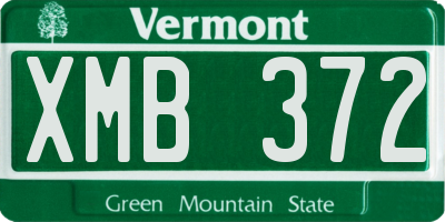 VT license plate XMB372