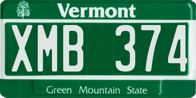 VT license plate XMB374