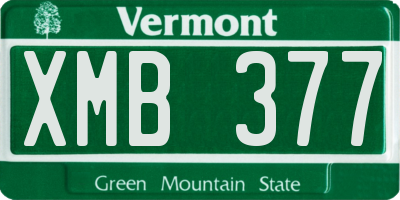 VT license plate XMB377