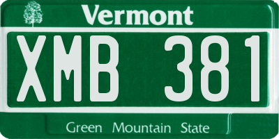 VT license plate XMB381