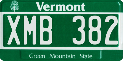 VT license plate XMB382