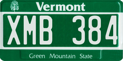 VT license plate XMB384