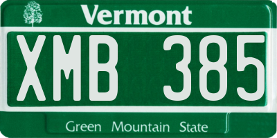 VT license plate XMB385