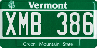 VT license plate XMB386