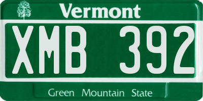 VT license plate XMB392