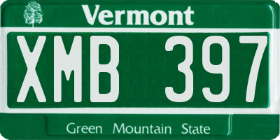 VT license plate XMB397
