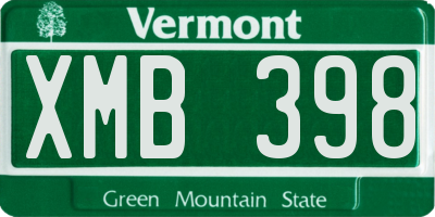 VT license plate XMB398