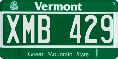 VT license plate XMB429