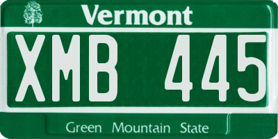 VT license plate XMB445