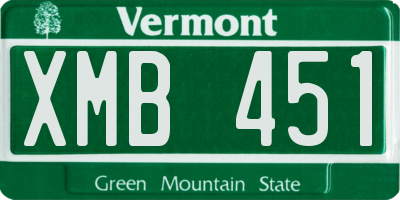 VT license plate XMB451