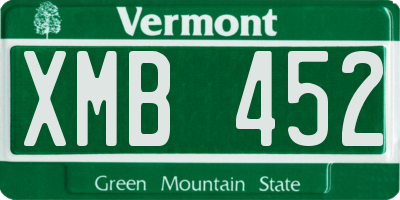 VT license plate XMB452