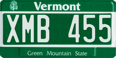 VT license plate XMB455