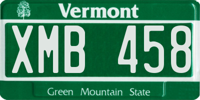 VT license plate XMB458