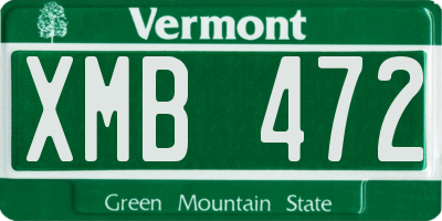 VT license plate XMB472