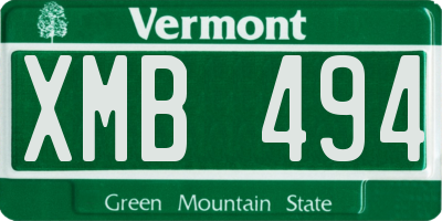 VT license plate XMB494