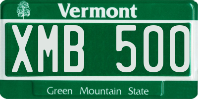 VT license plate XMB500