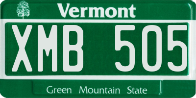 VT license plate XMB505