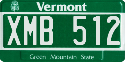 VT license plate XMB512