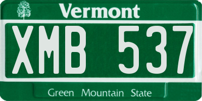 VT license plate XMB537