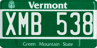 VT license plate XMB538