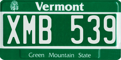 VT license plate XMB539