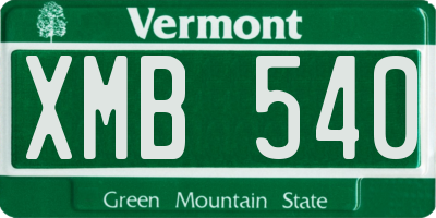 VT license plate XMB540