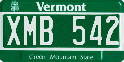 VT license plate XMB542