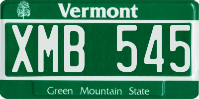 VT license plate XMB545
