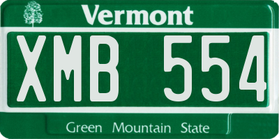 VT license plate XMB554