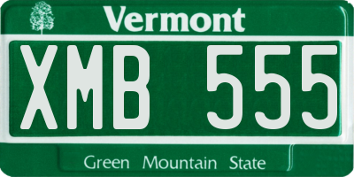 VT license plate XMB555