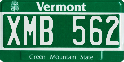 VT license plate XMB562