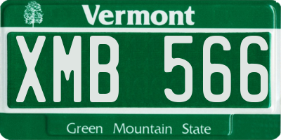 VT license plate XMB566
