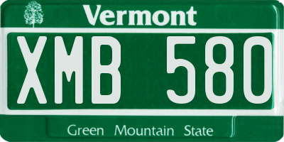 VT license plate XMB580