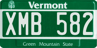 VT license plate XMB582