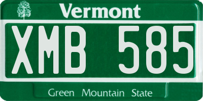 VT license plate XMB585