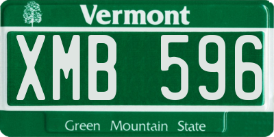 VT license plate XMB596