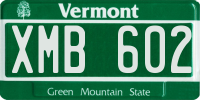 VT license plate XMB602