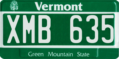 VT license plate XMB635