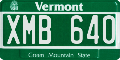 VT license plate XMB640