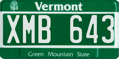 VT license plate XMB643
