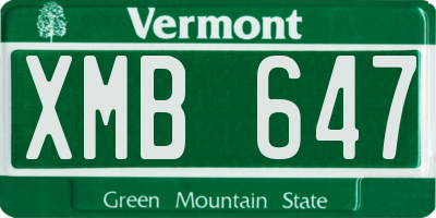 VT license plate XMB647