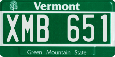 VT license plate XMB651