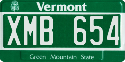 VT license plate XMB654